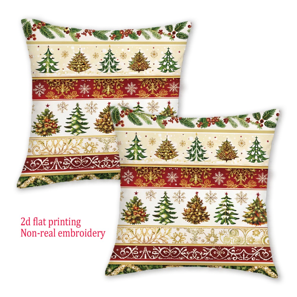 Embroidery Xmas Tree - 2pcs, 2D Flat Merry Christmas Printed