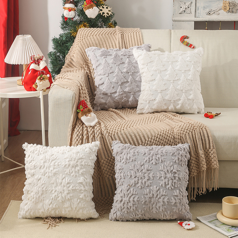 Embroidery Xmas Tree - 45x45cm Christmas Snowflake Embroidery Cushion Cover