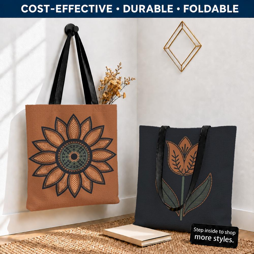 Embroidery Effect Canva - Retro floral embroidery effect Storage Bags