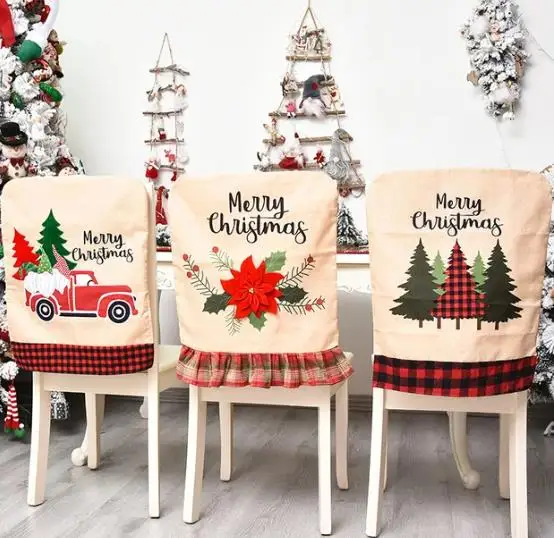 4/6/8pcs Christmas Chair Cover - Embroidery Xmas Tree recension och pris