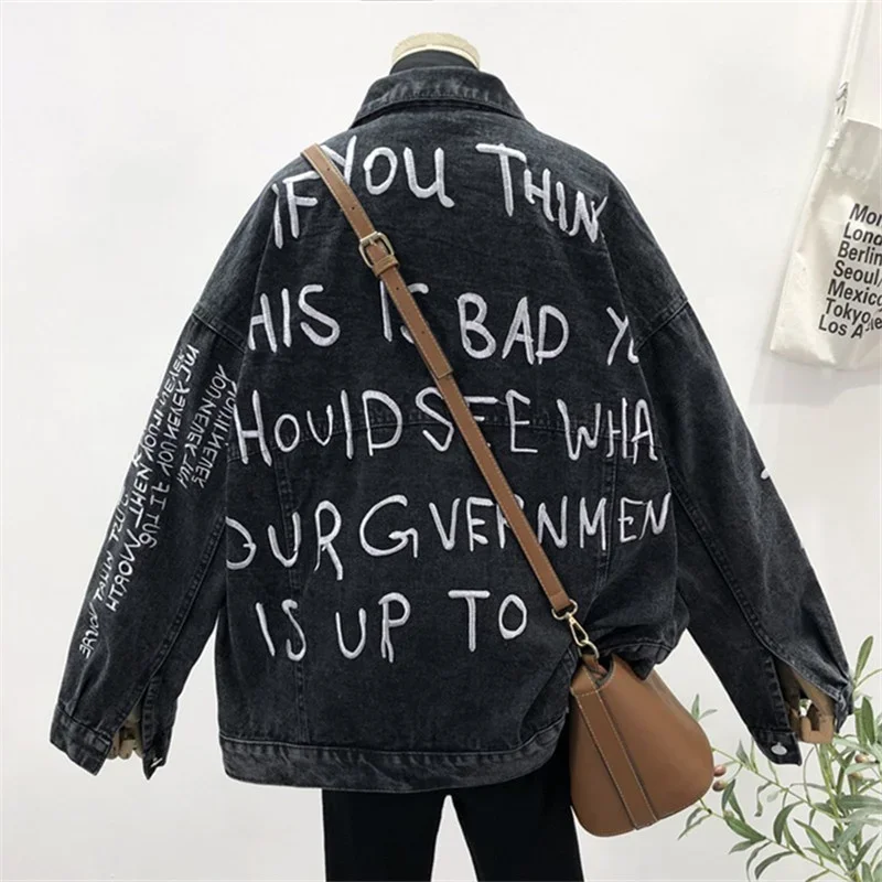 Autumn Korean Letter Embroider - Embroidery Jacket Jeans recension och pris