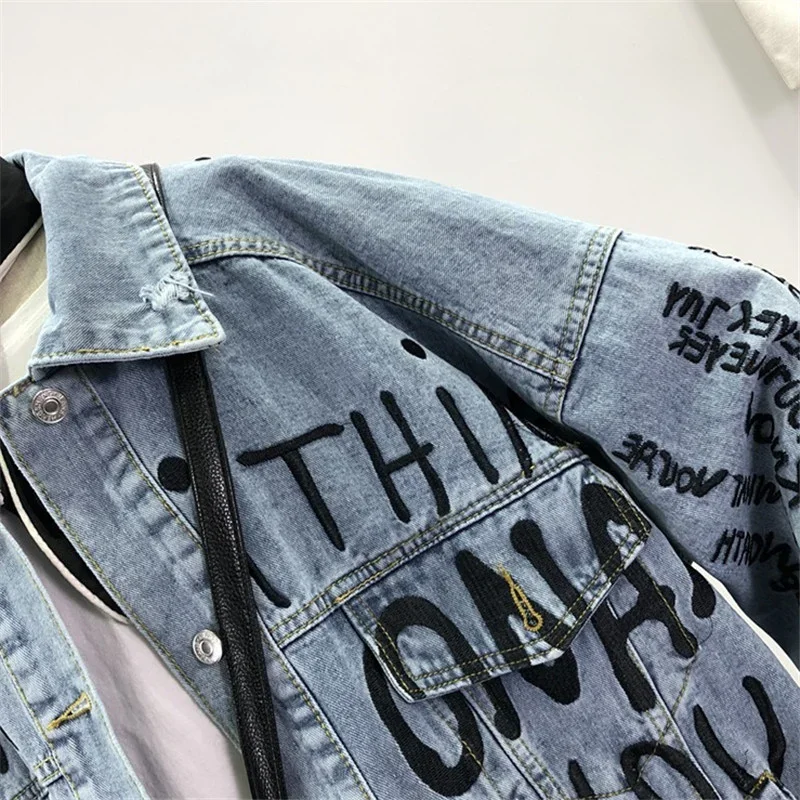 Autumn Korean Letter Embroider - Embroidery Jacket Jeans recension och pris