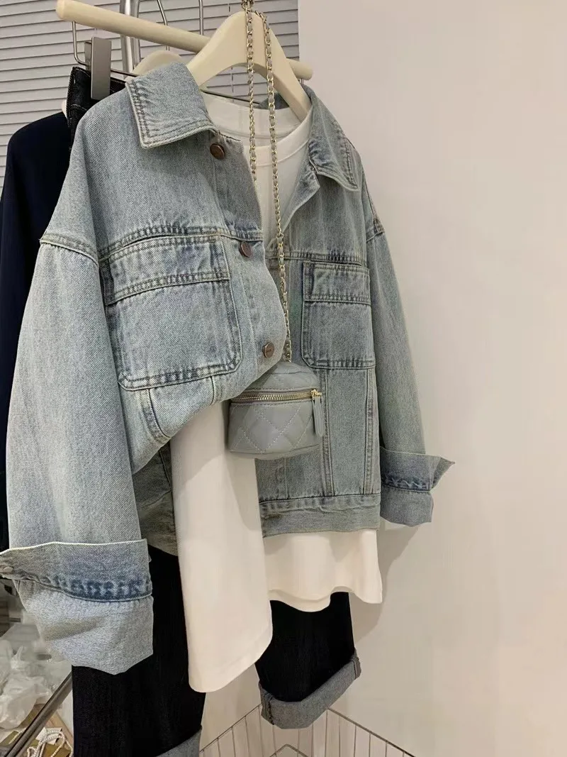 Denim Coat Women Y2k Spring Au - Embroidery Jacket Jeans recension och pris