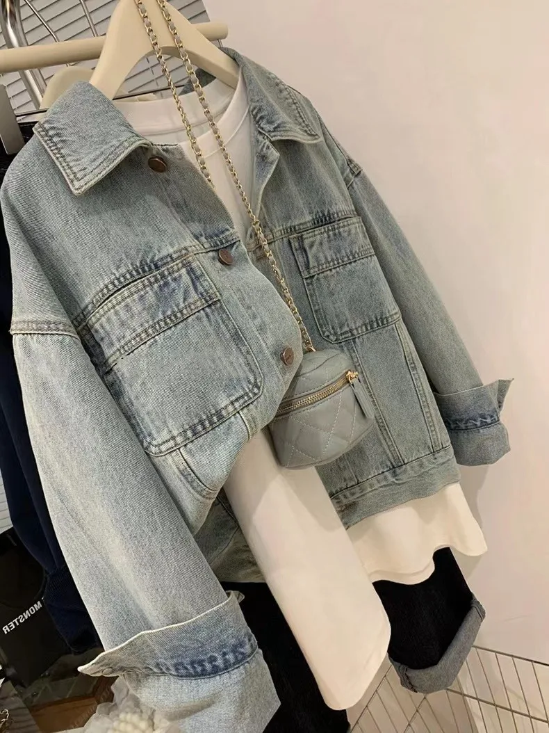 Denim Coat Women Y2k Spring Au - Embroidery Jacket Jeans recension och pris