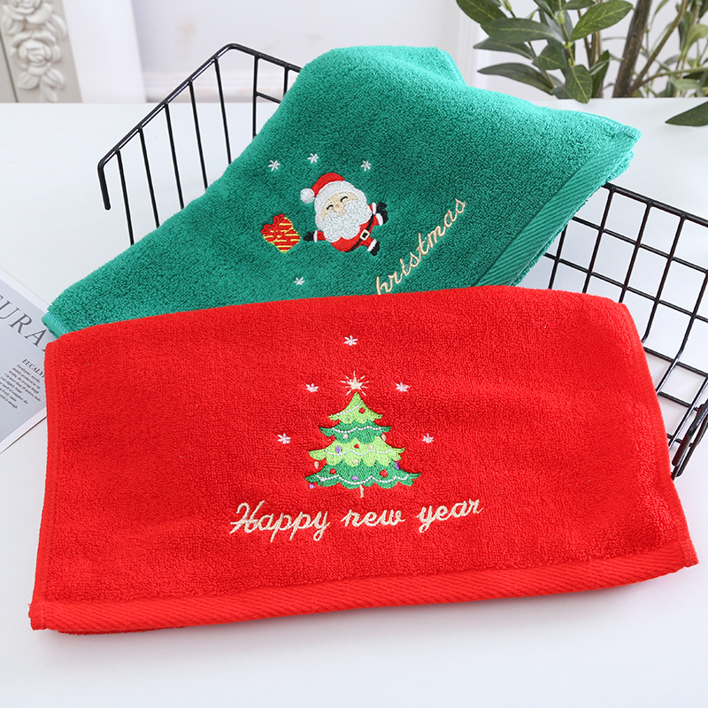 1PC 35*75cm Bathroom Towel Cor - Embroidery Xmas Tree recension och pris