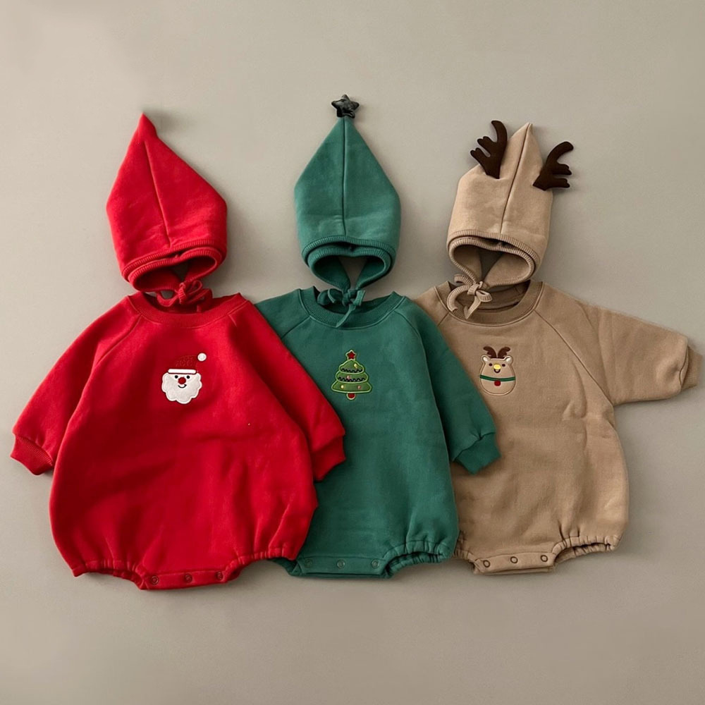Baby Christmas Romper with Hat - Embroidery Xmas Tree recension och pris