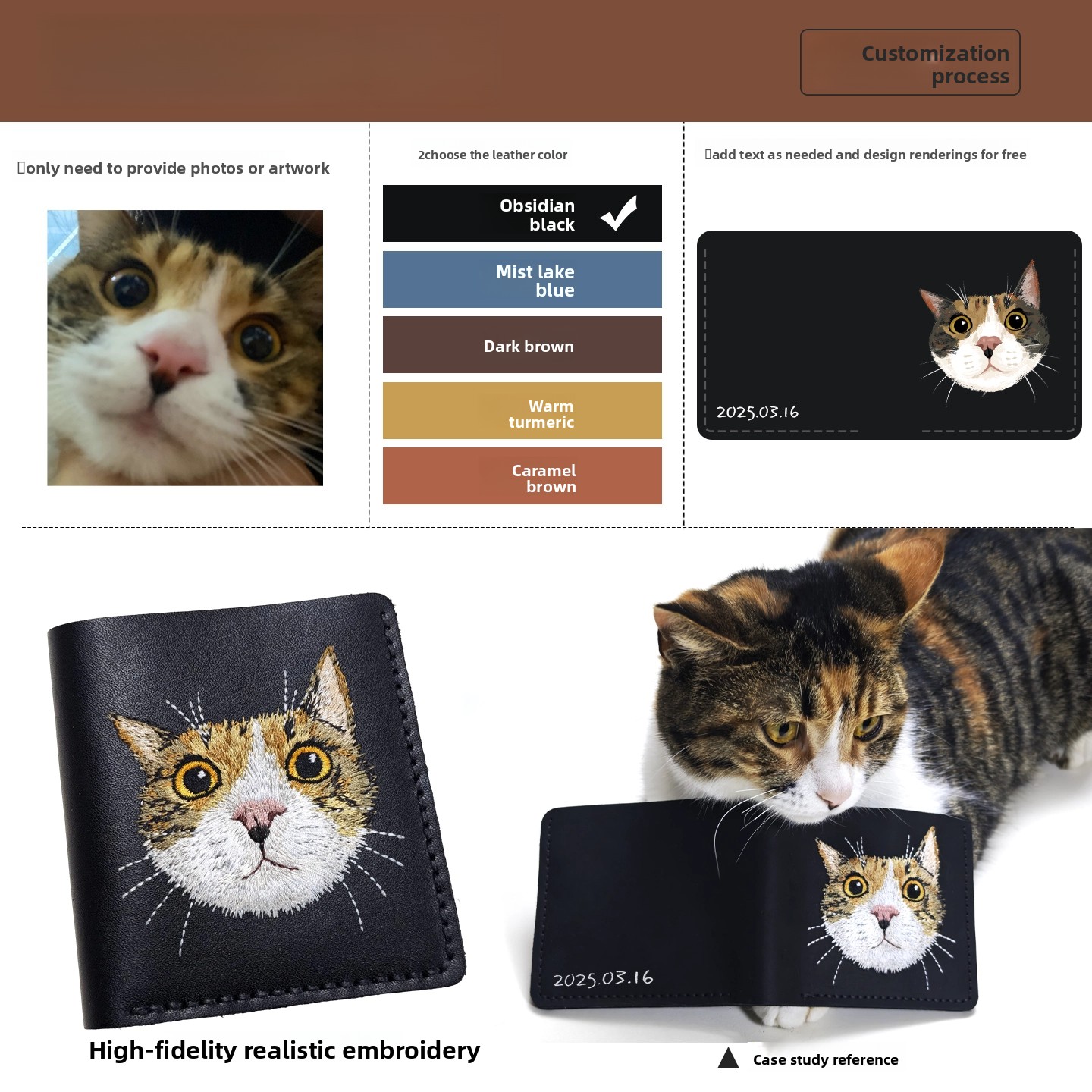 Custom Genuine Leather Wallet  - Embroidery Wallet recension och pris