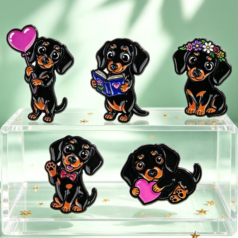 5pcs Cute Dachshund Enamel Pin - Embroidery Wallpaper recension och pris