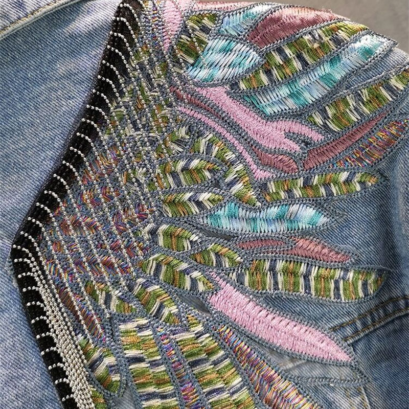 2024 New AutumnFashion Rivet W - Embroidery Jacket Jeans recension och pris