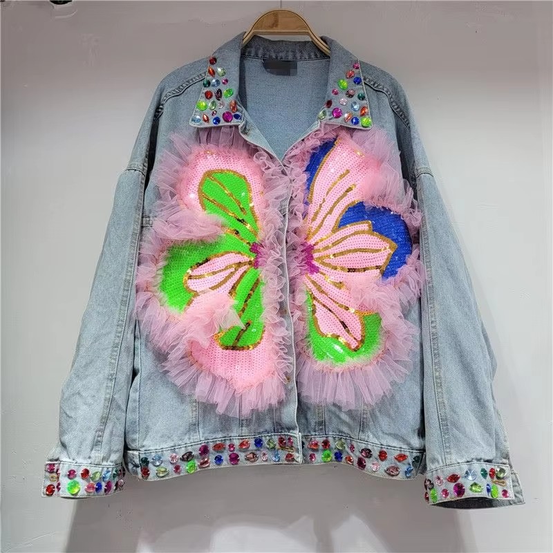 2026 Spring Sequin Flower Wome - Embroidery Jacket Jeans recension och pris