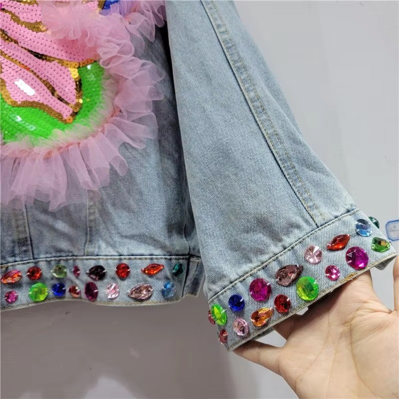 2026 Spring Sequin Flower Wome - Embroidery Jacket Jeans recension och pris
