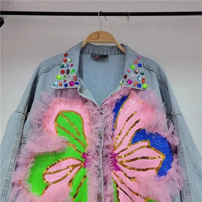 2026 Spring Sequin Flower Wome - Embroidery Jacket Jeans recension och pris