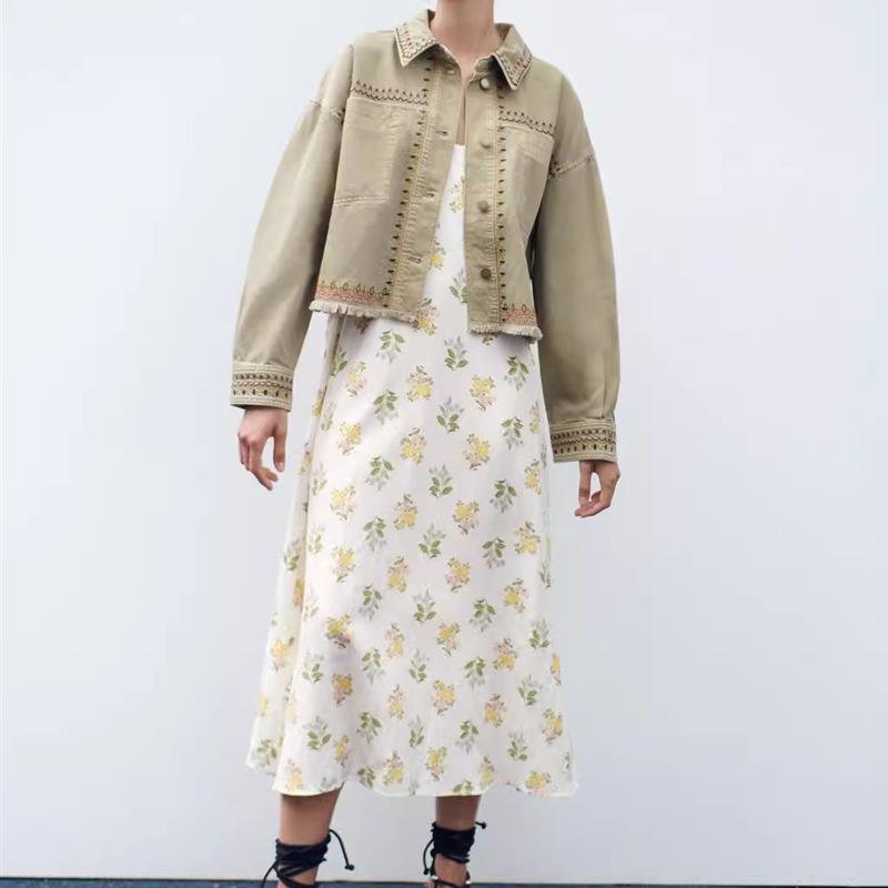 Autumn New Style Versatile Fra - Embroidery Jacket Jeans recension och pris