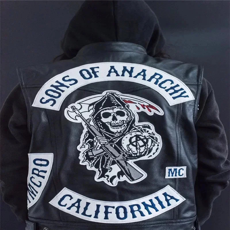 ABC123Leather Men Motorcycle C - Embroidery Garments recension och pris