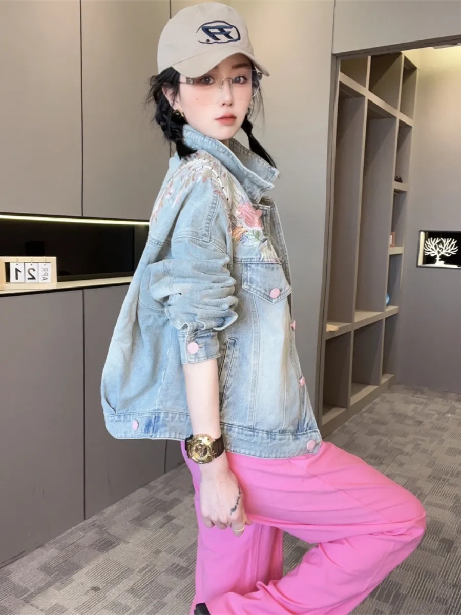 Spring Autumn Short Denim Jack - Embroidery Jacket Jeans recension och pris