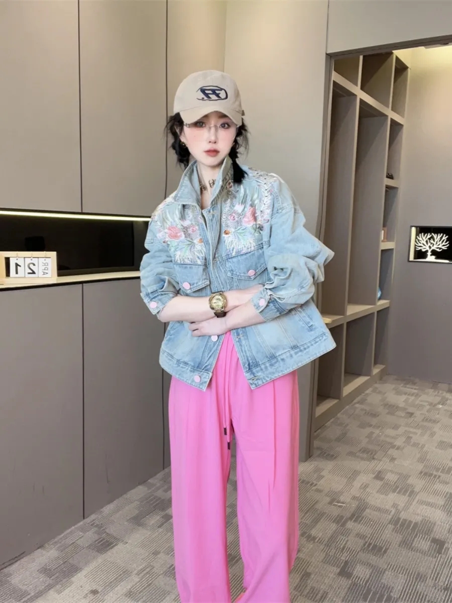 Spring Autumn Short Denim Jack - Embroidery Jacket Jeans recension och pris
