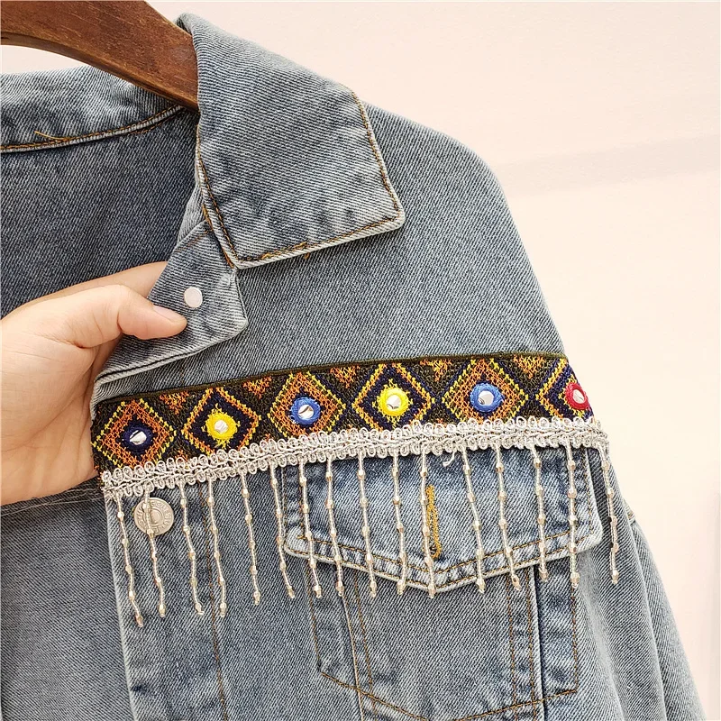 Embroidery Tassel Denim Jacket - Embroidery Jacket Jeans recension och pris