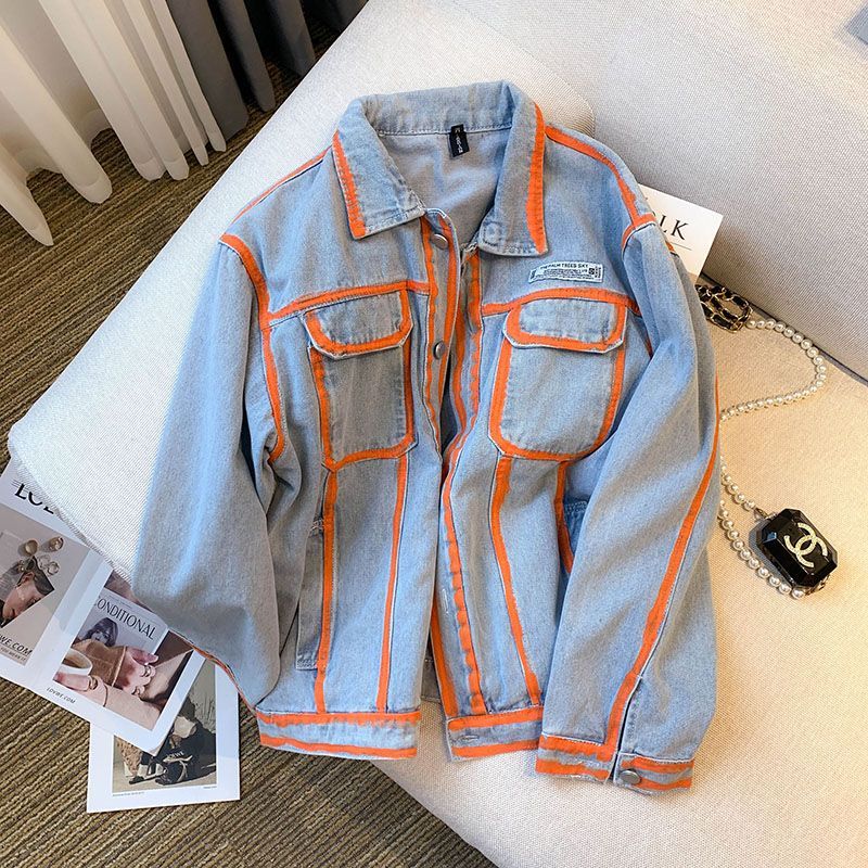 Retro Women Striped Graffiti C - Embroidery Jacket Jeans recension och pris