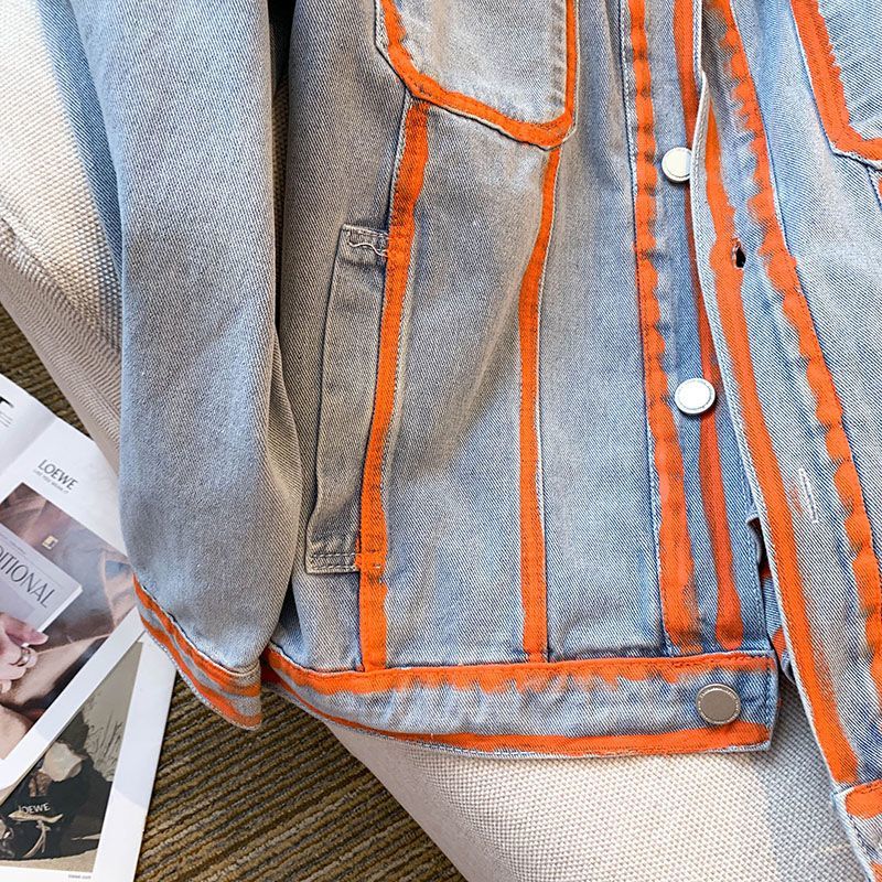 Retro Women Striped Graffiti C - Embroidery Jacket Jeans recension och pris