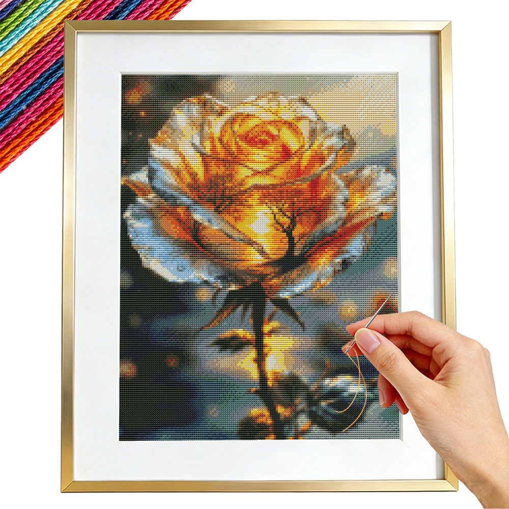 11CT Embroidery Kit Rose Flowe - Embroidery Guide Paper recension och pris