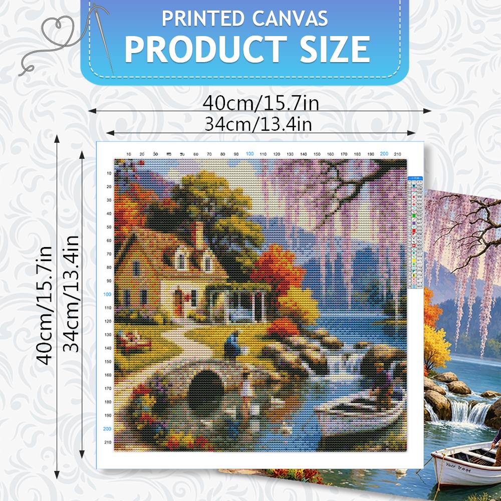 HUACAN 11CT Cross Stitch House - Embroidery Guide Paper recension och pris