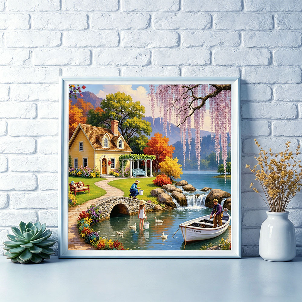 HUACAN 11CT Cross Stitch House - Embroidery Guide Paper recension och pris
