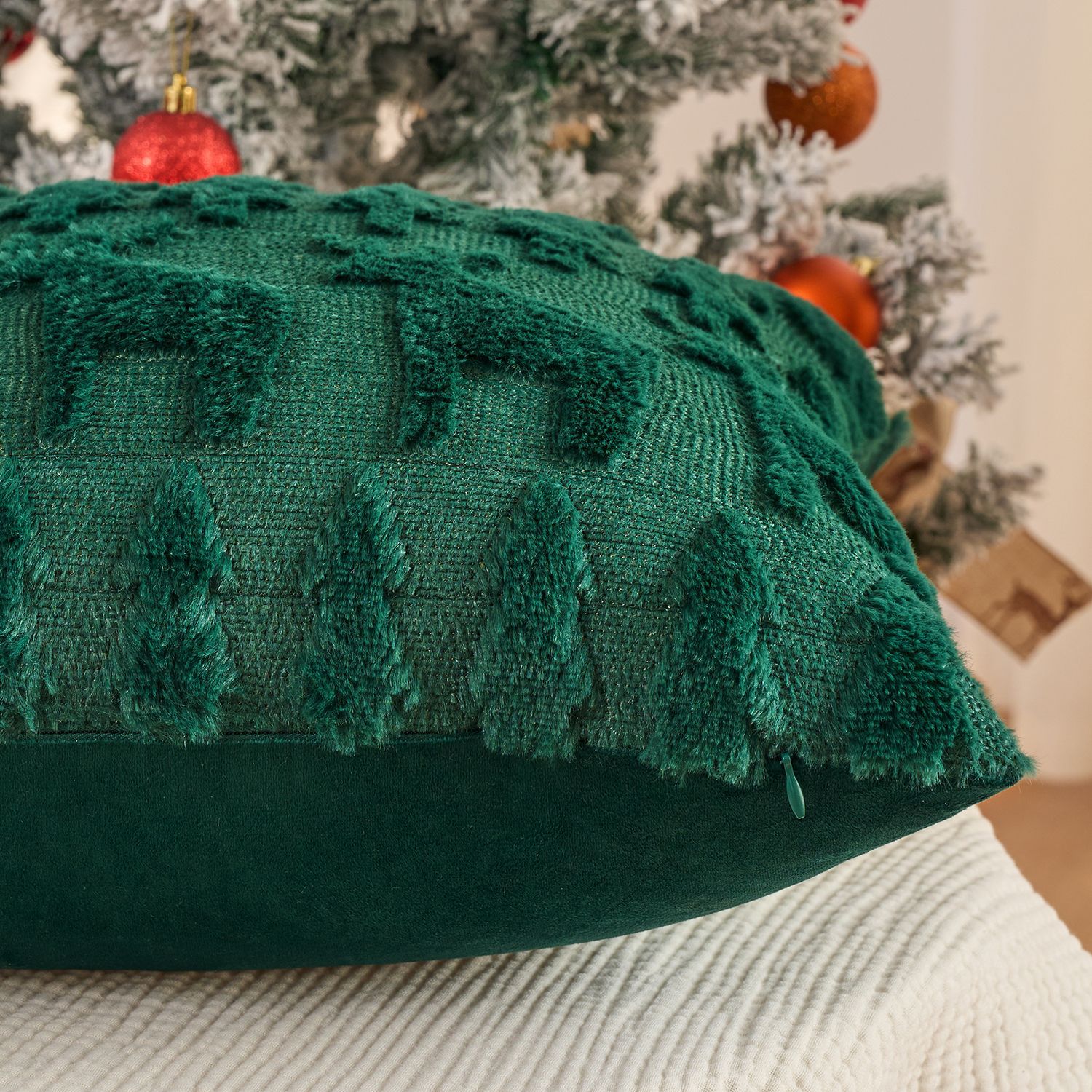 Christmas Plush Pillow Cover S - Embroidery Xmas Tree recension och pris
